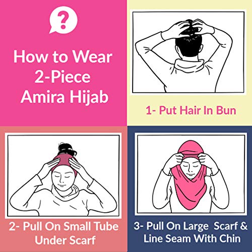TheHijabStore.com Women's Amira Hijab 2 Piece with Tube Under Scarf Cap- Soft Polyester Princess Ready to Wear Instant Scarf